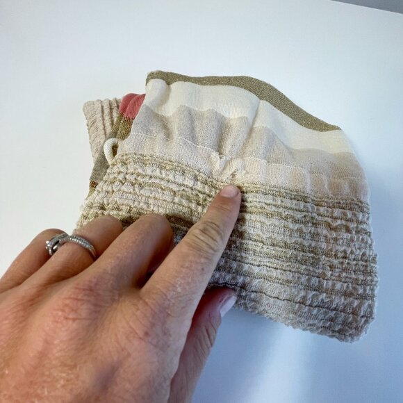 MOTH Metallic Stripe Silk Blend Knit Pullover Sweater Beige Scoop Neck S Y2K - Picture 7 of 7